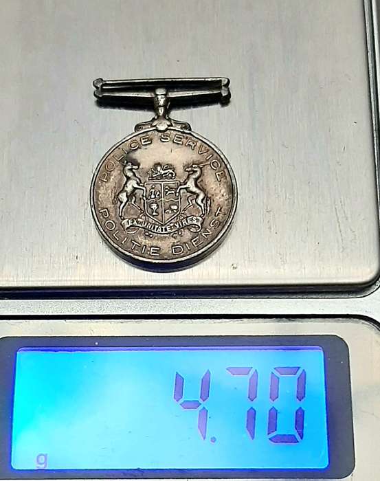 RARE: Pre-1923 SA Colonial Police 'Faithful Service' .925 Silver Miniature Medal (Type I).