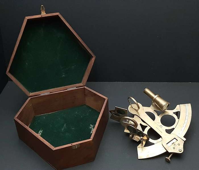 RARE: Early 20th Century- Naval  Navigational Sextant/ Quintant w/ Portmanteau (Ross, London).