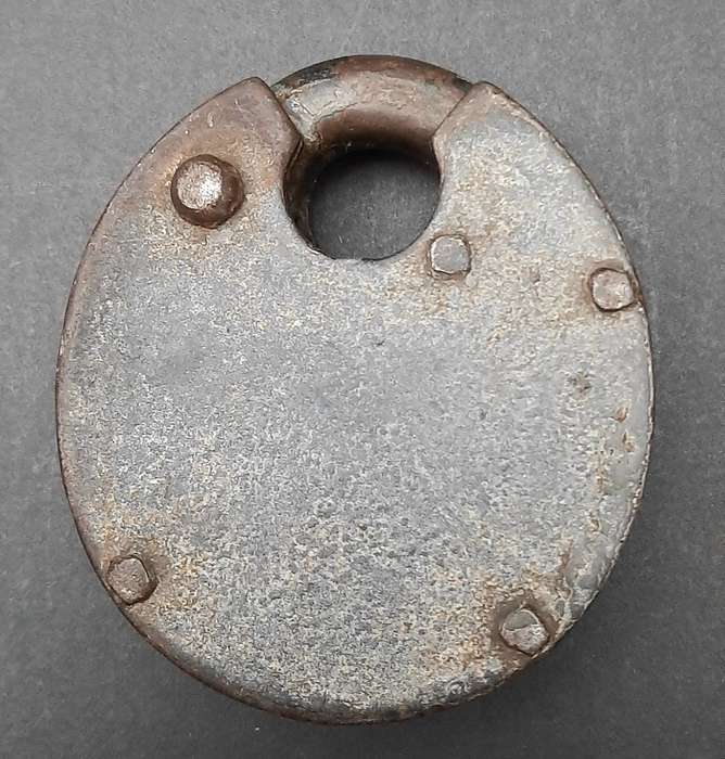 Late 19th Century: English Wrought Iron Padlock w/ Key  (Functional).