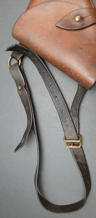 RARE: Boer War - British Officer's .455 Webley Long Leather Holster w/ Cross-Strap (Brass Fittings).