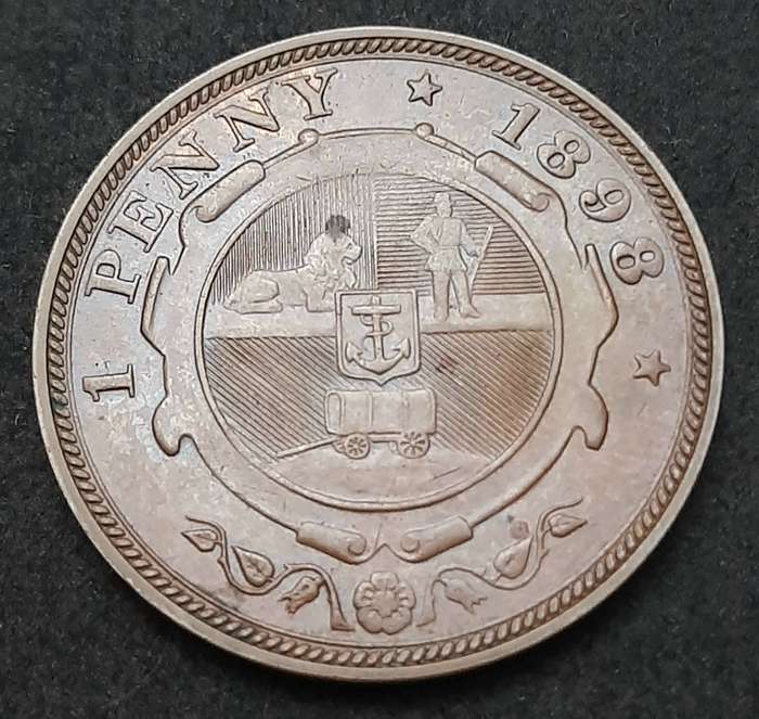 1898 Zuid-Afrikaansche Republiek: Kruger 1 Penny Coin #2  (VF+)