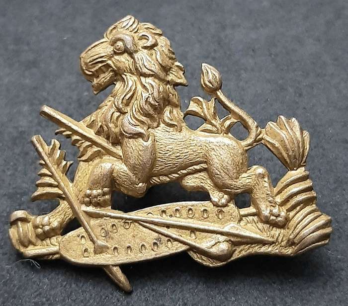Rhodesia 1950s : British South Africa Police Brass Pith Helmet / Cap Badge w/ Lugs.