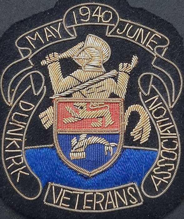 RARE: WW2 British Army 1940 Dunkirk Veteran's Association Bullion Blazer Badge (10cm x 8cm)