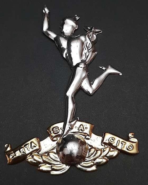 1980s Border War: SADF Signals Corps Metallic Plaque Mount Escutcheon (12cm x 8cm).