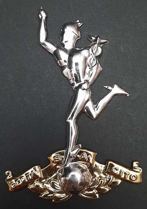 1980s Border War: SADF Signals Corps Metallic Plaque Mount Escutcheon (12cm x 8cm).