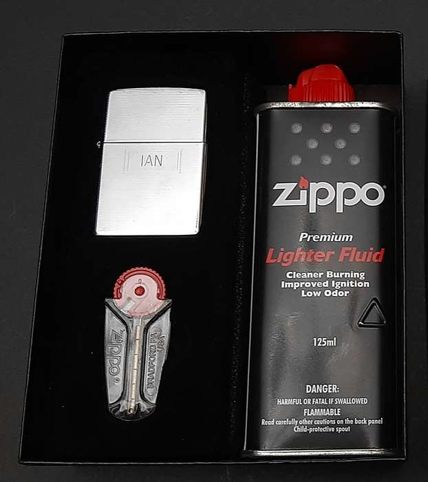 CUSTOMISED: U.S. Zippo Stainless Steel Unused Gas Lighter Box Set ( 3 Pcs)