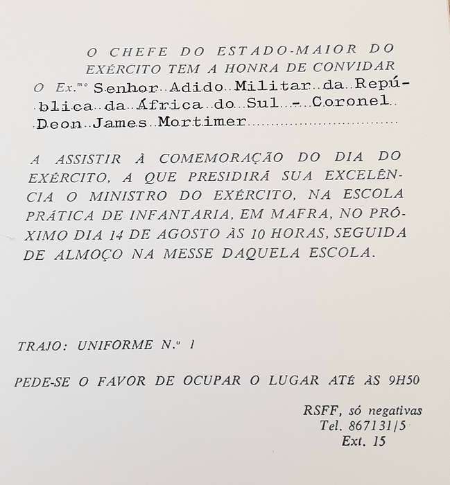 RARE: 1970s SADF Major-General Deon J. Mortimer Letter &  Documentation Lot #4  ( 5 Pcs D/Sided).