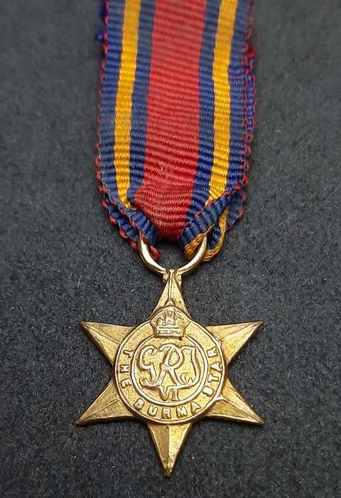 WW2: Miniature Burma Star Campaign Medal w/ Ribbon.