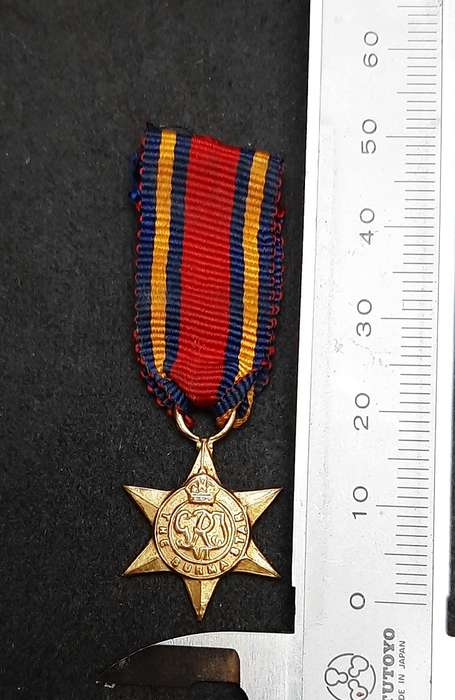 WW2: Miniature Burma Star Campaign Medal w/ Ribbon.