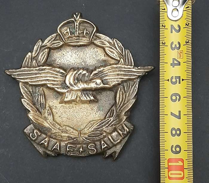 **WW2 : South African Air Force Sandcast Brass Ashtray w/ Insignia Relief (9cmx9cm).