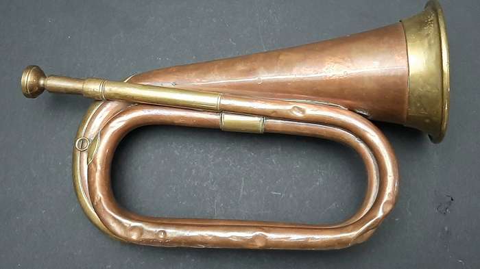 RARE: WW2 Union Defence Force- Regimental Copper Bugle by Boosey & Hawkes Pty. Ltd. (38cm)
