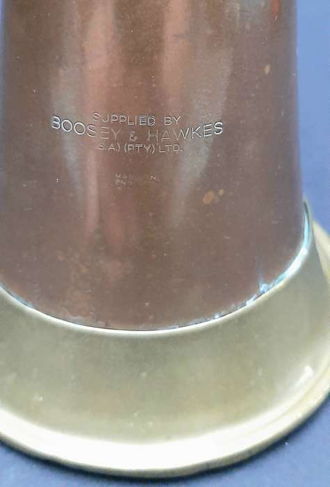 RARE: WW2 Union Defence Force- Regimental Copper Bugle by Boosey & Hawkes Pty. Ltd. (38cm)