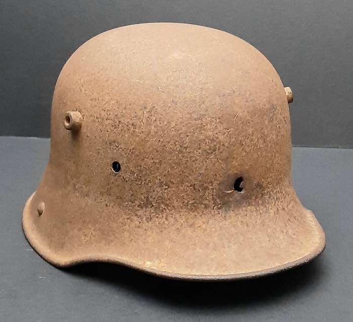 Rare WWI M1916 German Battle Damaged Steel Helmet Shell Relic State 66/68