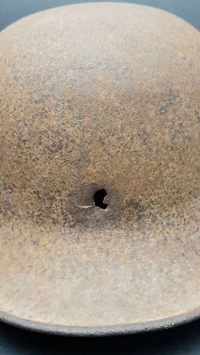 Rare WWI M1916 German Battle Damaged Steel Helmet Shell Relic State 66/68