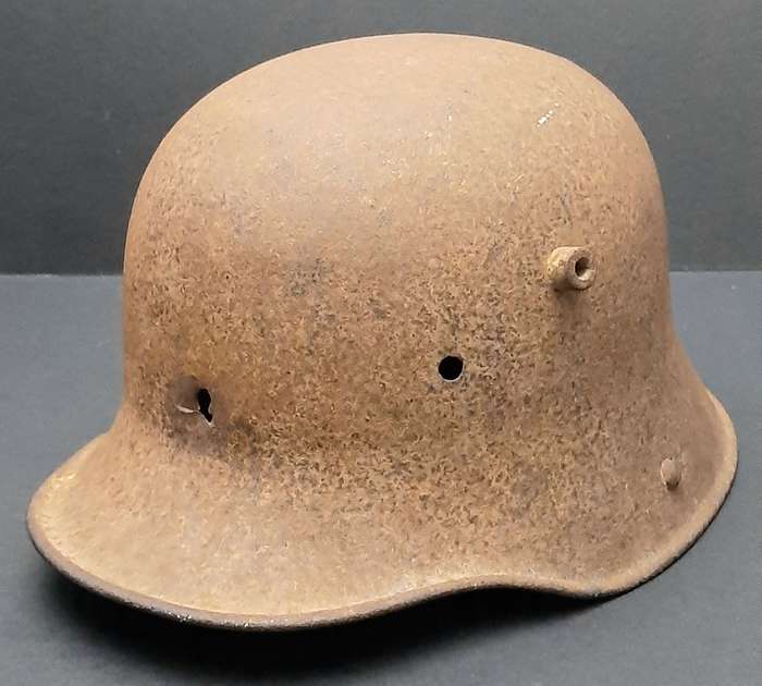 Rare WWI M1916 German Battle Damaged Steel Helmet Shell Relic State 66/68