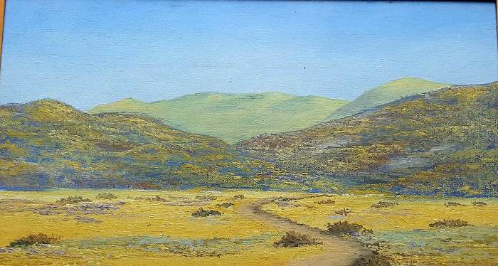RARE: Early 1990s Robert Curwen Signed 'Country Road ' Oil on Board Painting(49cm× 37cm)