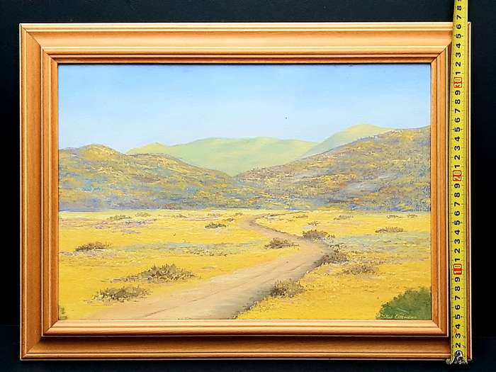 RARE: Early 1990s Robert Curwen Signed 'Country Road ' Oil on Board Painting(49cm× 37cm)