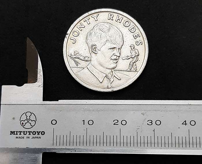 Early 1990s SA : Cricket World Cup - Jonty Rhodes Commemorative Medallion Shoprite Checkers (VF).