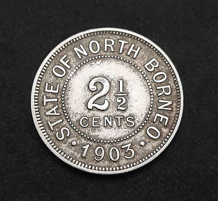 RARE: 1903 British State of North Borneo 2½ cent Coin (VF/F).