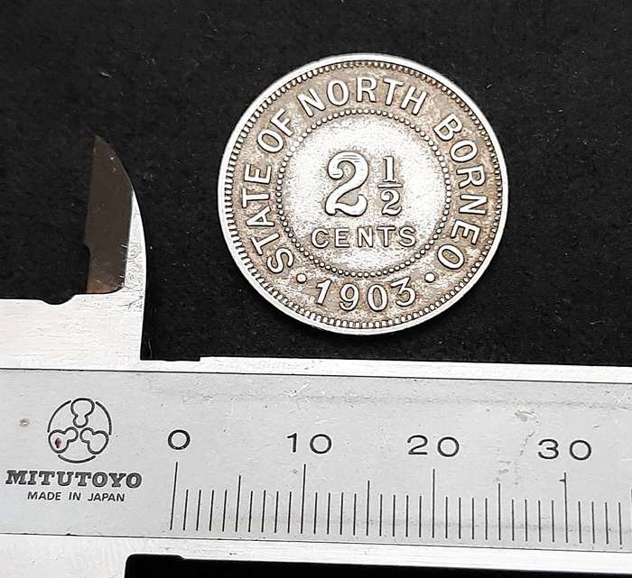 RARE: 1903 British State of North Borneo 2½ cent Coin (VF/F).