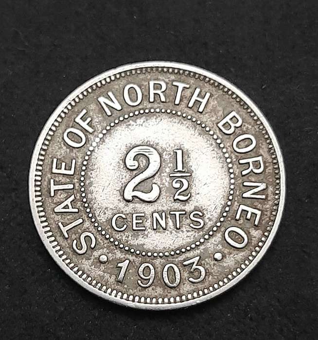 RARE: 1903 British State of North Borneo 2½ cent Coin (VF/F).