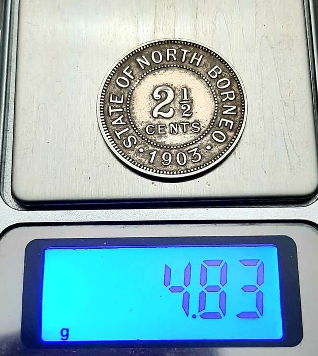 RARE: 1903 British State of North Borneo 2½ cent Coin (VF/F).