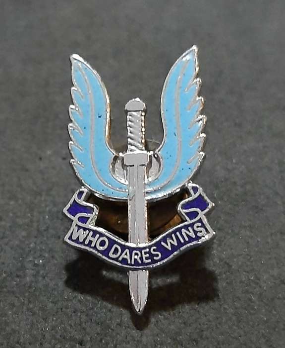 RARE: 1990s British S.A.S Metallic Lapel Badge w/ Enamel Inlay (Pin Intact).