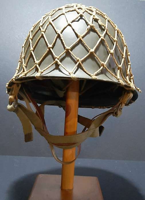 RARE: Border War 1960s- SADF Parachute Battalion Steel Helmet 'Springdak' w/ Camouflage Netting