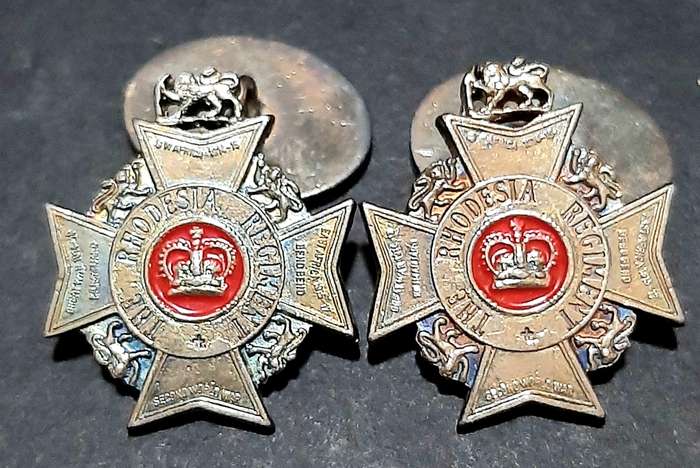 RARE: Rhodesian Bush War- .925 Silver Rhodesia Regiment Cufflinks Att. Major Vaughn w/ Presentation