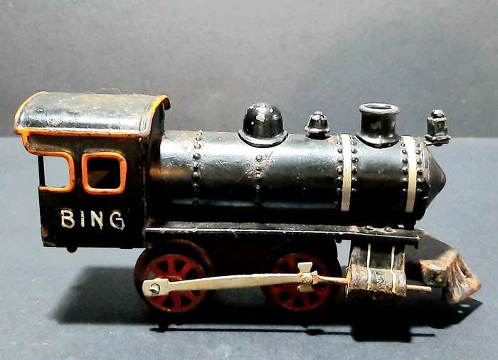 RARE: 1930s German - Metal Toy Engine No.9 'Bing' Locomotive ( 22cm ).