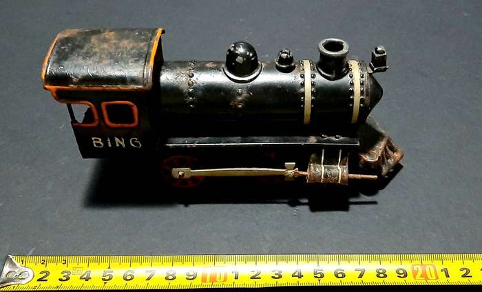 RARE: 1930s German - Metal Toy Engine No.9 'Bing' Locomotive ( 22cm ).