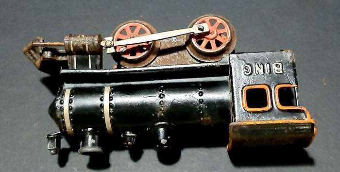 RARE: 1930s German - Metal Toy Engine No.9 'Bing' Locomotive ( 22cm ).