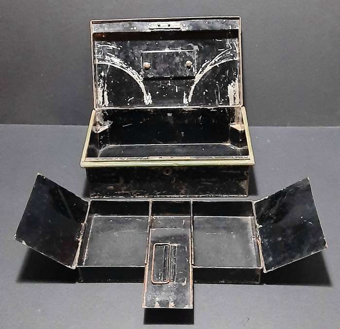 1930s Barclay's Bank South Africa: Metal Currency Storage Box w/ Internal Shelf Segment (31cmx19cm)