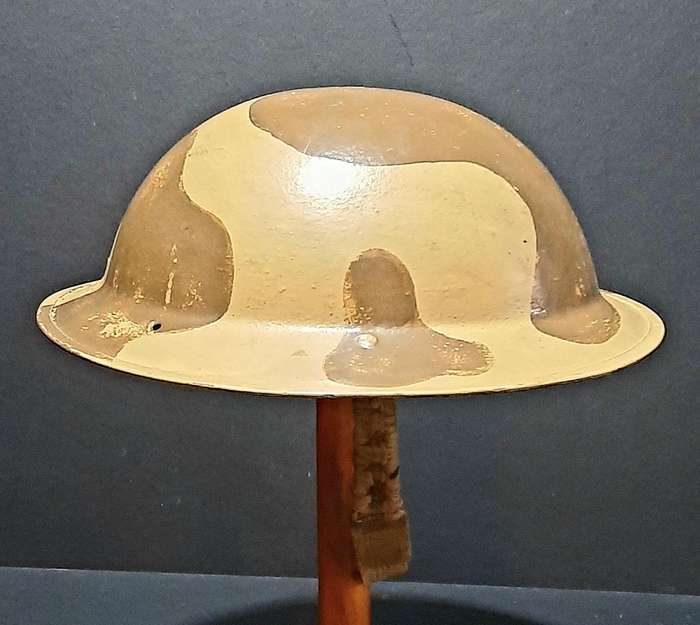 RARE: WW2 UDF 'Amoeba' Camouflage Pattern 'Brodie' Helmet w/ Webbing Strap (No Liner).