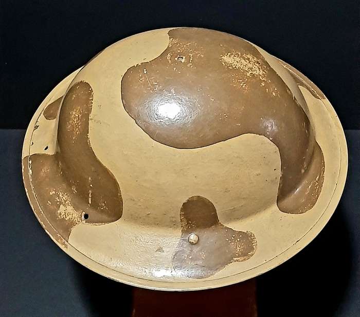 RARE: WW2 UDF 'Amoeba' Camouflage Pattern 'Brodie' Helmet w/ Webbing Strap (No Liner).