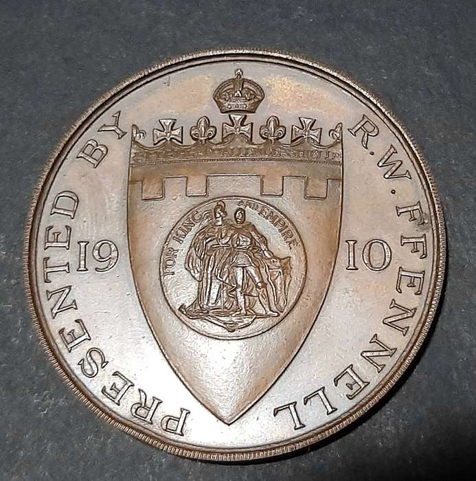 RARE: Pre-WW1 'Imperial Challenge Shield' Bronze Shooting Medallion w/ Case (Hon. Col. Wits Rifles).