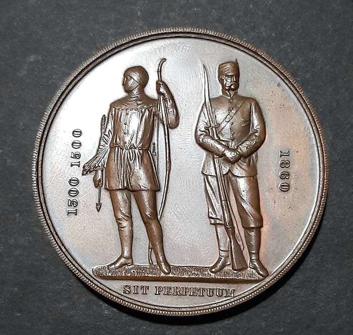 RARE: Pre-WW1 'Imperial Challenge Shield' Bronze Shooting Medallion w/ Case (Hon. Col. Wits Rifles).