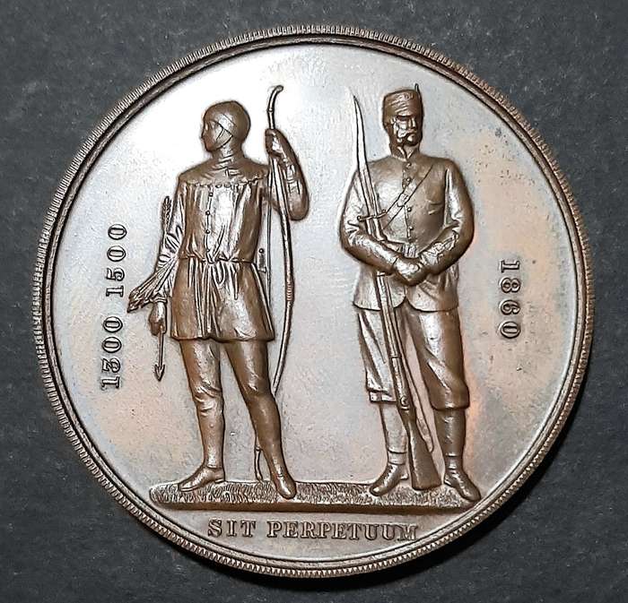 RARE: Pre-WW1 'Imperial Challenge Shield' Bronze Shooting Medallion w/ Case (Hon. Col. Wits Rifles).