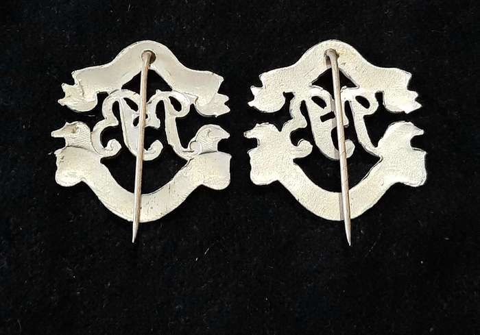 Mid-20th Century: 'Boys Brigade' Youth Organization Warrant Officer's Collar Badges w/ Pins (x2)