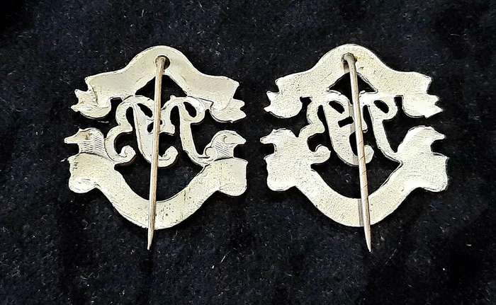 Mid-20th Century: 'Boys Brigade' Youth Organization Warrant Officer's Collar Badges w/ Pins (x2)