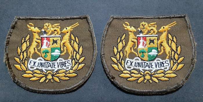 Border War: 1980s SADF Nutria Warrant Officer I Colour Embroidered Rank Insignia Pair( 2 x Pcs)