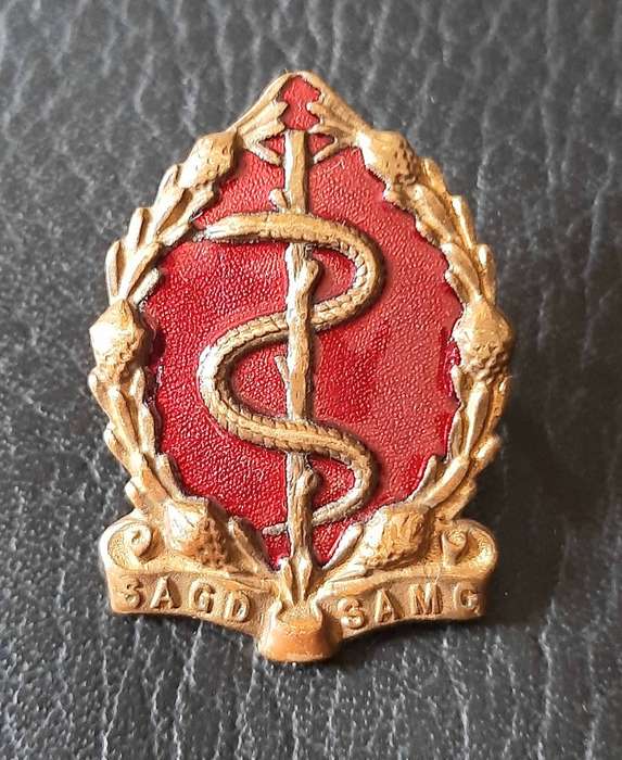 RARE: Border War Pre-1979 SA Medical Corps Enamel & Brass Cap Badge w/ Retention Posts.