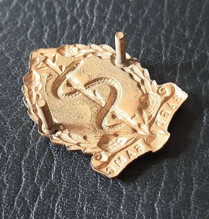 RARE: Border War Pre-1979 SA Medical Corps Enamel & Brass Cap Badge w/ Retention Posts.
