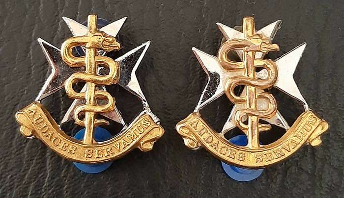 Border War 1980s: SA Medical Service Bi-Metal Collar Badge Pair (Pins Intact).