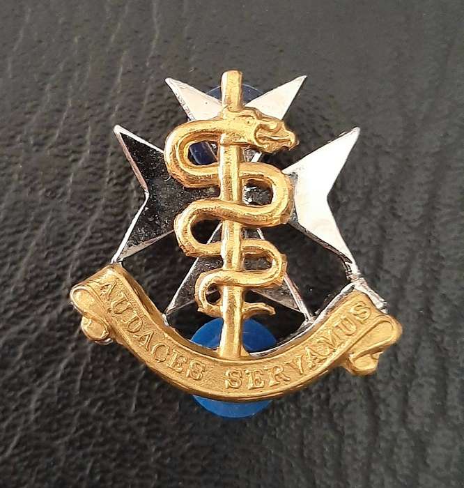 Border War 1980s: SA Medical Service Bi-Metal Collar Badge Pair (Pins Intact).