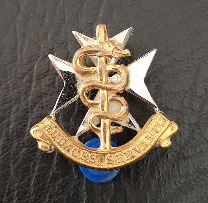 Border War 1980s: SA Medical Service Bi-Metal Collar Badge Pair (Pins Intact).