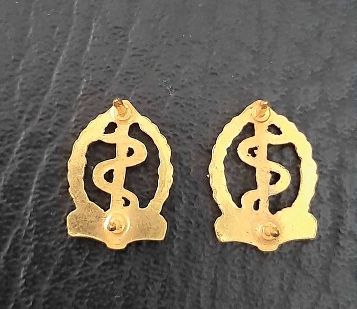 RARE: Border War Pre-1979 , SA Medical Service Officer's Gilt Mess Dress Collar Badges (x2 Pcs).
