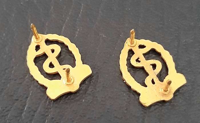 RARE: Border War Pre-1979 , SA Medical Service Officer's Gilt Mess Dress Collar Badges (x2 Pcs).