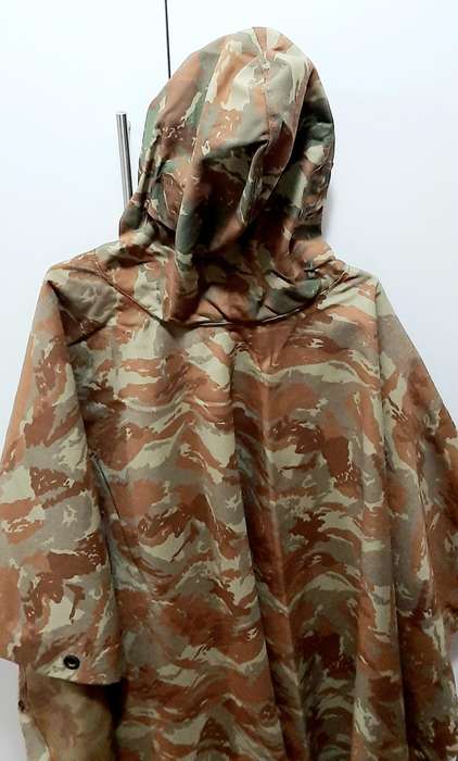 RARE: 1980s SADF - 32 Battalion Camouflage Poncho/ Groundsheet w/ Hood #2 .