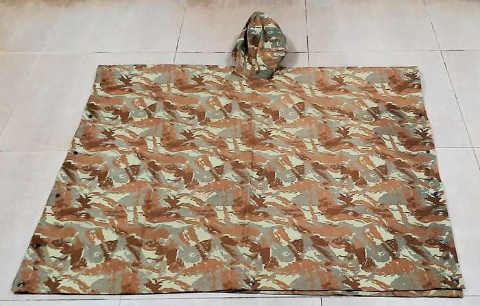 RARE: 1980s SADF - 32 Battalion Camouflage Poncho/ Groundsheet w/ Hood #2 .